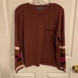 Title Nine Women’s Offsite Synergy Crew Neck Sweater Stripe SZ Large